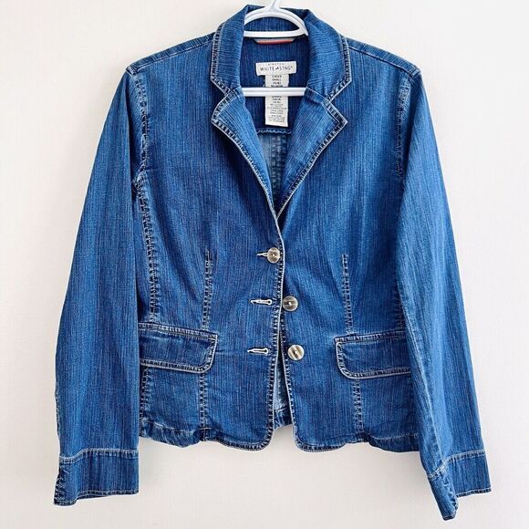 🎉Clearance🎉White Stag Stretch Blue Fitted Denim Stretchy Jean Jacket ~ Size 4 - Picture 1 of 8